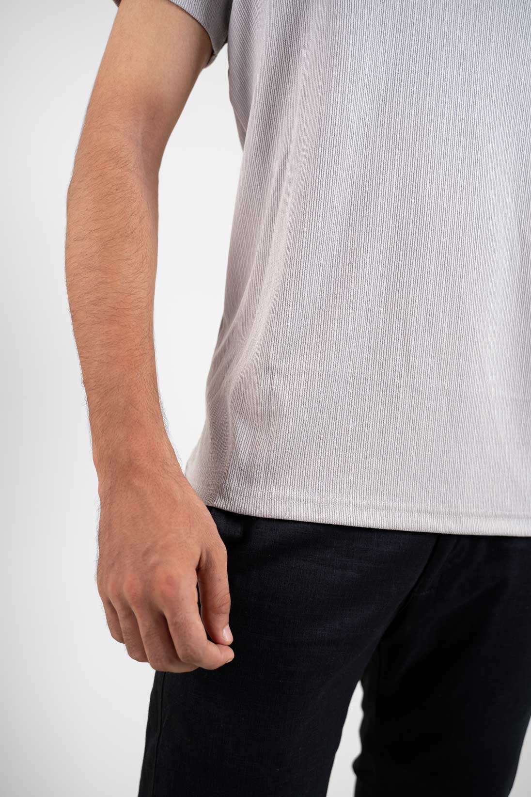 Light Grey Polo Tshirt closeup view