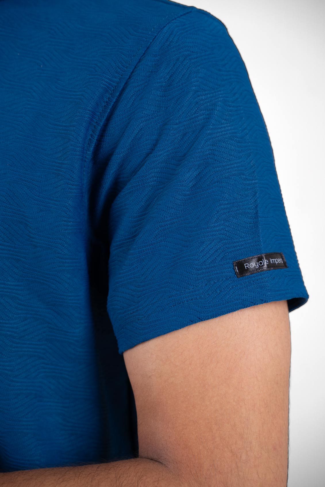 closeupview of blue tshirt 